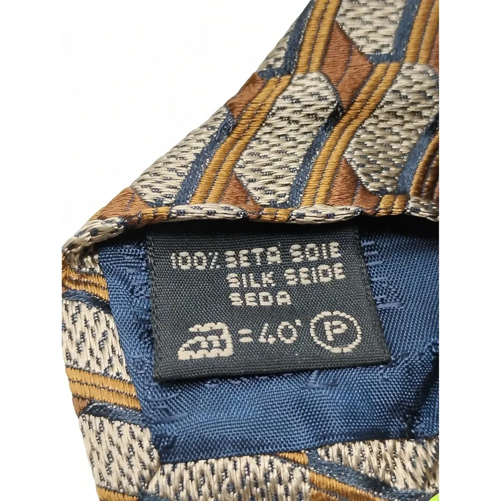 Preppy Minimalist Ermenegildo Zegna Silk Necktie Geometric Pattern Mens Business